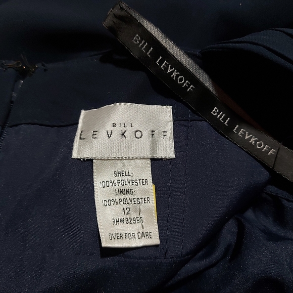 Bill Levkoff Blue Chiffon One Shoulder Dress - Picture 7 of 9